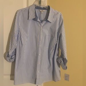Women’s 1X blue/white stripe dress shirt